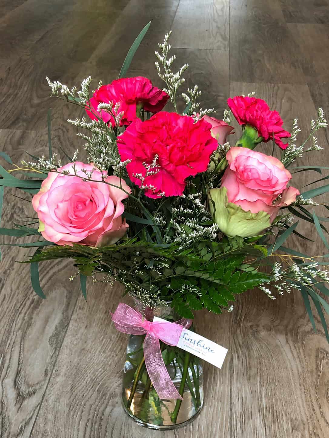 Pink Rose & Carnation Arrangement